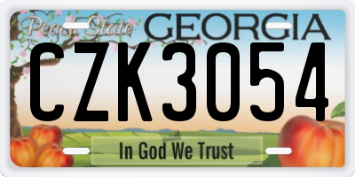GA license plate CZK3054