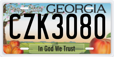 GA license plate CZK3080