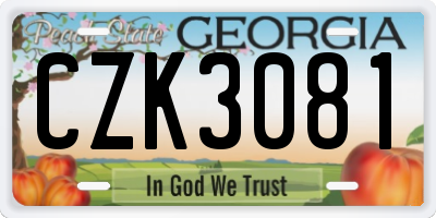 GA license plate CZK3081