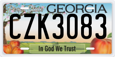 GA license plate CZK3083