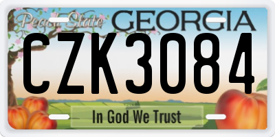 GA license plate CZK3084