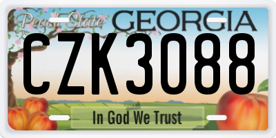 GA license plate CZK3088
