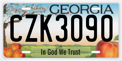 GA license plate CZK3090