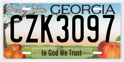 GA license plate CZK3097