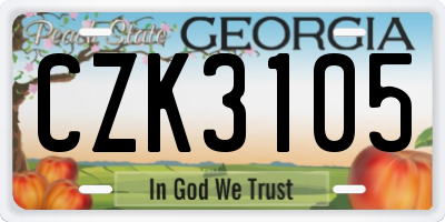 GA license plate CZK3105