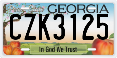 GA license plate CZK3125