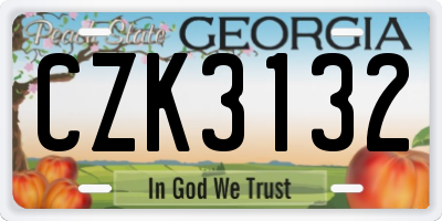 GA license plate CZK3132