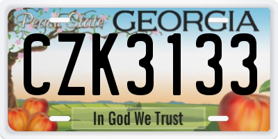GA license plate CZK3133