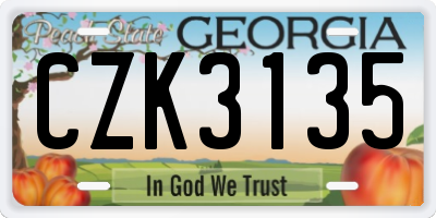 GA license plate CZK3135