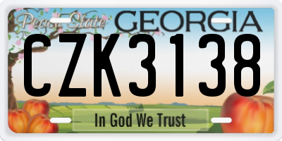 GA license plate CZK3138