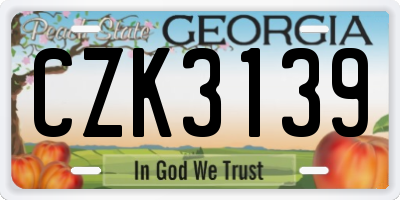 GA license plate CZK3139