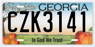 GA license plate CZK3141