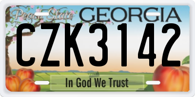 GA license plate CZK3142