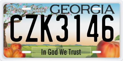 GA license plate CZK3146