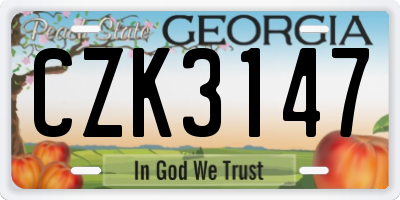 GA license plate CZK3147