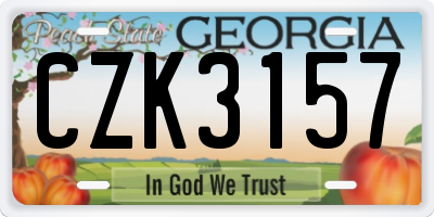 GA license plate CZK3157