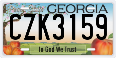GA license plate CZK3159