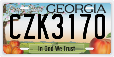 GA license plate CZK3170