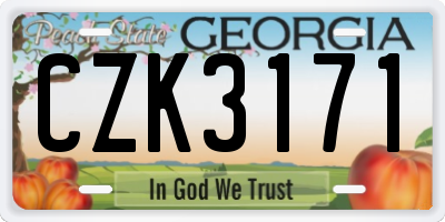GA license plate CZK3171