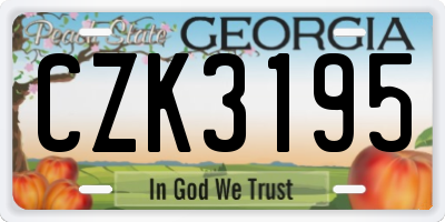 GA license plate CZK3195
