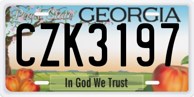 GA license plate CZK3197