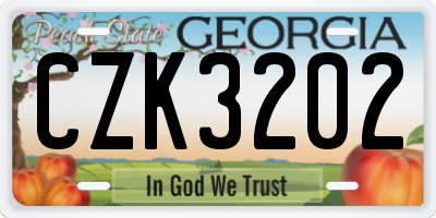 GA license plate CZK3202