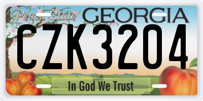 GA license plate CZK3204
