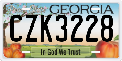 GA license plate CZK3228