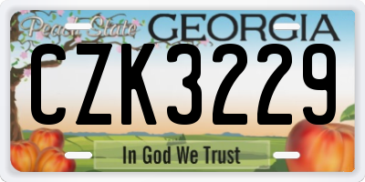 GA license plate CZK3229