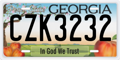 GA license plate CZK3232