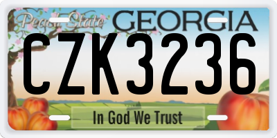 GA license plate CZK3236