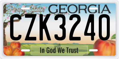 GA license plate CZK3240