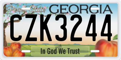 GA license plate CZK3244