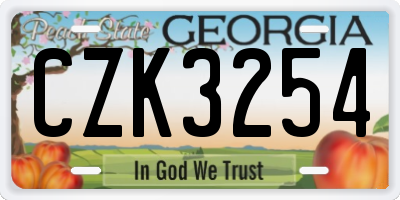 GA license plate CZK3254