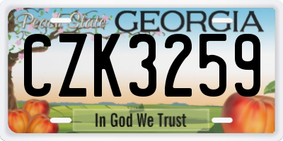 GA license plate CZK3259