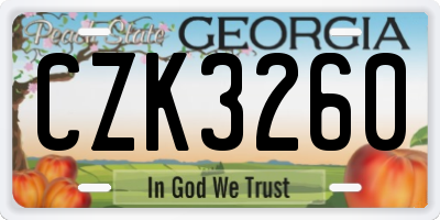 GA license plate CZK3260