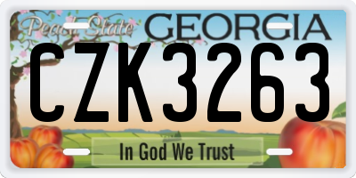 GA license plate CZK3263