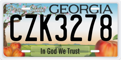 GA license plate CZK3278