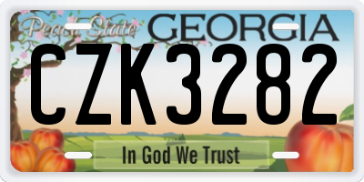 GA license plate CZK3282