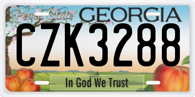 GA license plate CZK3288