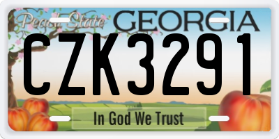 GA license plate CZK3291