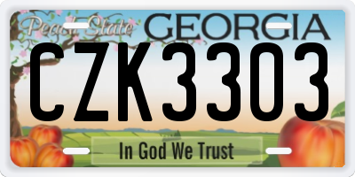 GA license plate CZK3303
