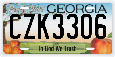 GA license plate CZK3306