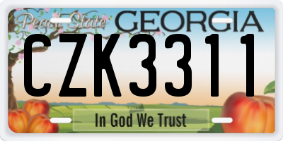 GA license plate CZK3311