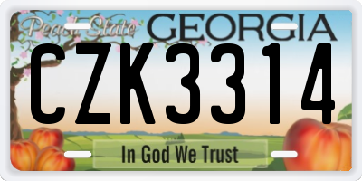 GA license plate CZK3314