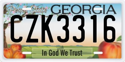 GA license plate CZK3316