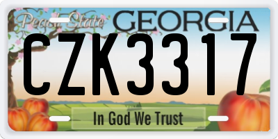 GA license plate CZK3317