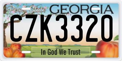GA license plate CZK3320