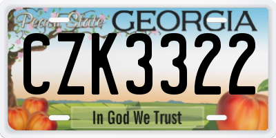 GA license plate CZK3322