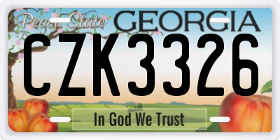 GA license plate CZK3326
